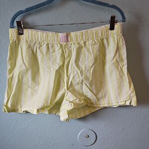 Yellow Striped Pajama Shorts